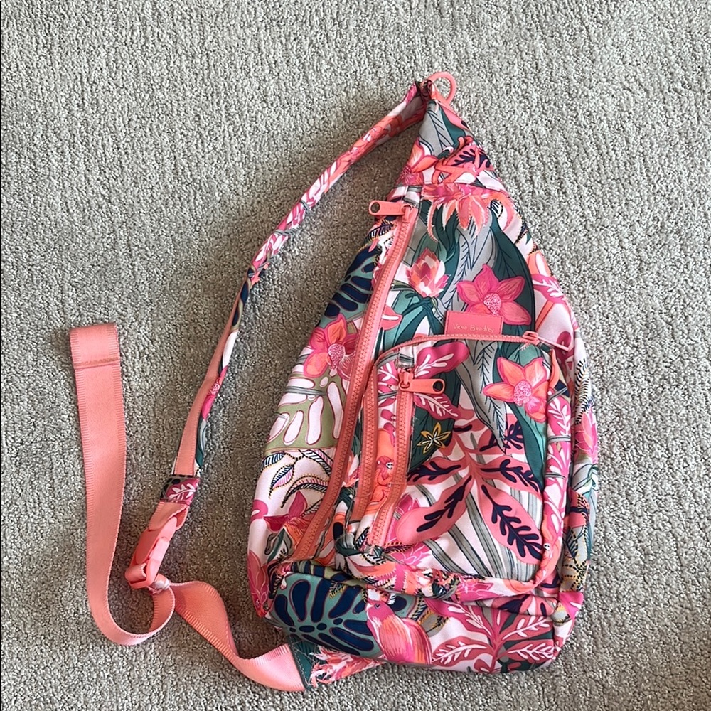 Vera Bradley Floral Sling Bag - Pink Peach and Green